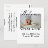 Gesegnetes neues geborenes Foto, moderne Geburtsan Postkarte (Vorne/Hinten)