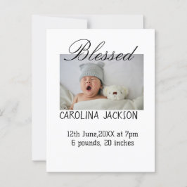 Gesegnetes neues geborenes Foto, moderne Geburtsan Postkarte