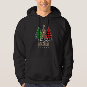 Gesegnetes Noni Leopard Weihnachtsbaum Rot Kariert Hoodie