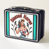 Gesegnetes Nurse Pinup Metall Brotdose (Rückseite)