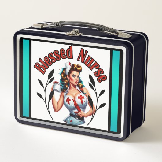 Gesegnetes Nurse Pinup Metall Brotdose (Vorderseite)