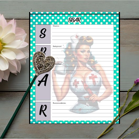 Gesegnetes Nurse Pinup_ SBAR-Template Notizblock