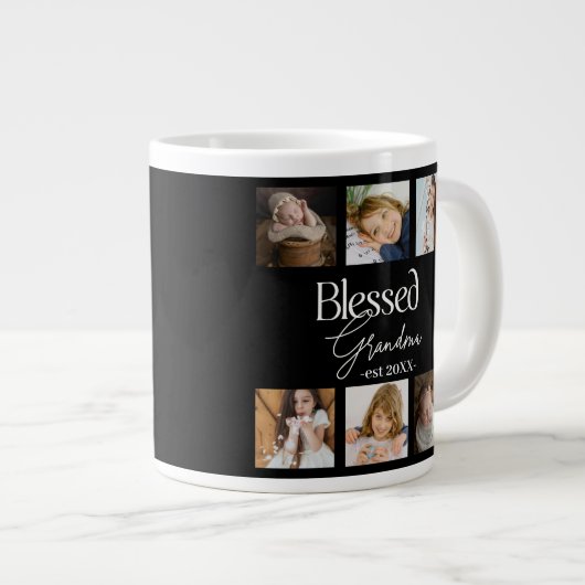 Gesegnetes Oma-Testdatum mit 6 FotoCollage Jumbo-Tasse (Vorderseite Rechts)