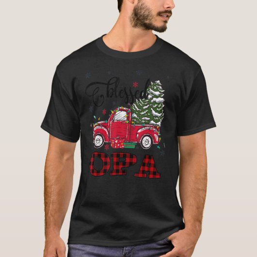 Gesegnetes Opa Christmas Family Lights Truck Red T T-Shirt (Vorderseite)