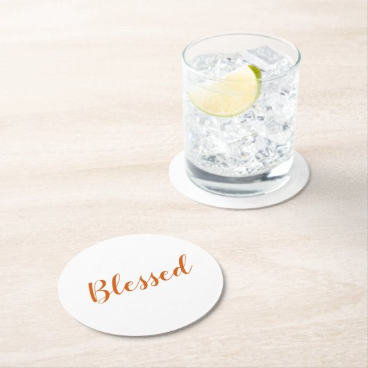 Gesegnetes Orangenwürfelskript niedlicher Erntedan Runder Pappuntersetzer (Vor Ort)