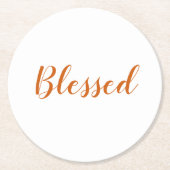 Gesegnetes Orangenwürfelskript niedlicher Erntedan Runder Pappuntersetzer (Vorderseite)