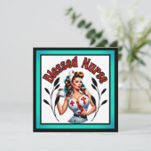 Gesegnetes Pinup Nurse Feiertagskarte (Stehend Vorderseite)