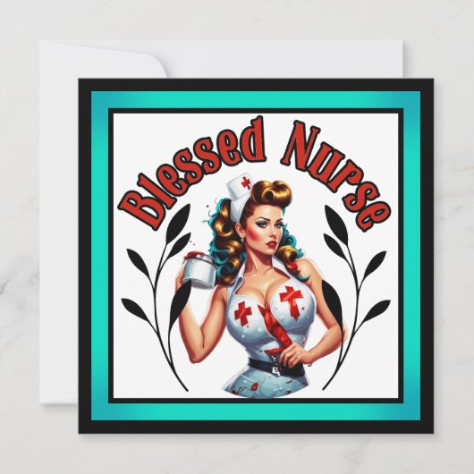 Gesegnetes Pinup Nurse Feiertagskarte (Vorderseite)