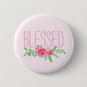 Gesegnetes rosa Wasserfarben-Blumenmuster Button (Vorderseite)