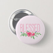 Gesegnetes rosa Wasserfarben-Blumenmuster Button (Vorne & Hinten)