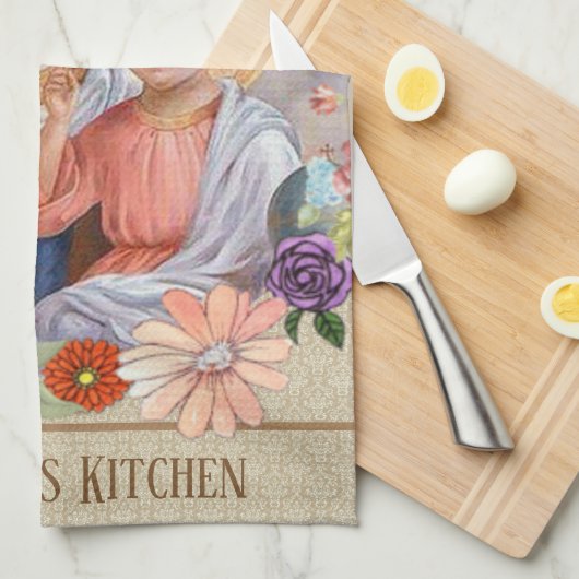 Gesegnetes Rosen-mit Blumenreligiöses Geschirrtuch (Viertel Falte)