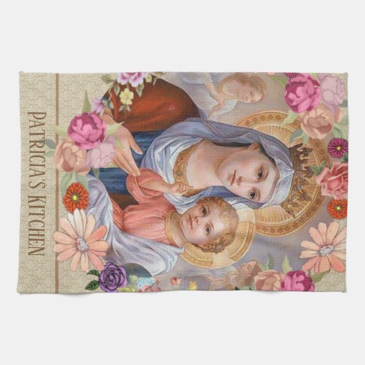 Gesegnetes Rosen-mit Blumenreligiöses Geschirrtuch (Horizontal)