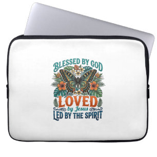 Gesegnetes Schmetterling-Christen-T-Shirt-Design_1 Laptopschutzhülle