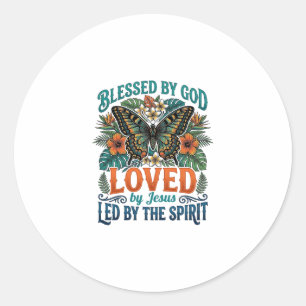Gesegnetes Schmetterling-Christen-T-Shirt-Design_1 Runder Aufkleber
