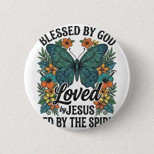 Gesegnetes Schmetterling-Christen-T-Shirt-Design ( Button