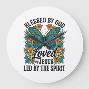 Gesegnetes Schmetterling-Christen-T-Shirt-Design ( Große Wanduhr