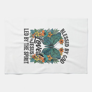 Gesegnetes Schmetterlings-Christen-T-Shirt-Design Geschirrtuch