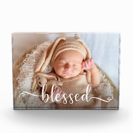 Gesegnetes Script-Baby-Foto Fotoblock (Vorderseite)