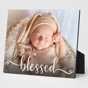 Gesegnetes Script Baby Foto Plaque Fotoplatte