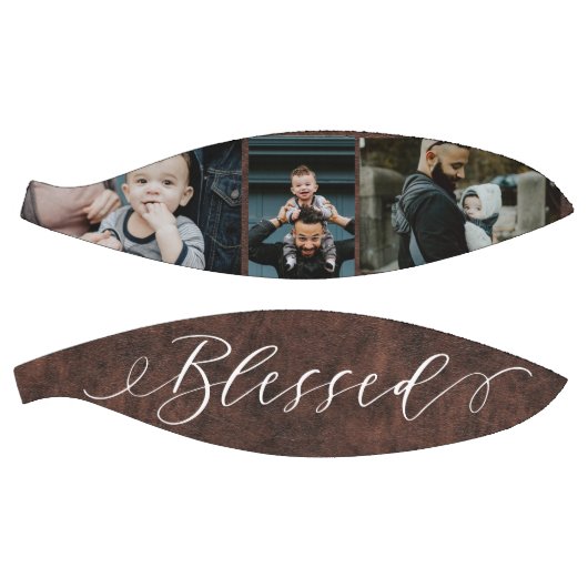 Gesegnetes Script Leather Vathers Day Foto Collage Basketball (Panele)