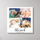 Gesegnetes Script Personalisiert Baby 4 Foto Colla Leinwanddruck (Vorderseite)