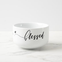 Gesegnetes Script Schwarz-weiß Name Soup Mug
