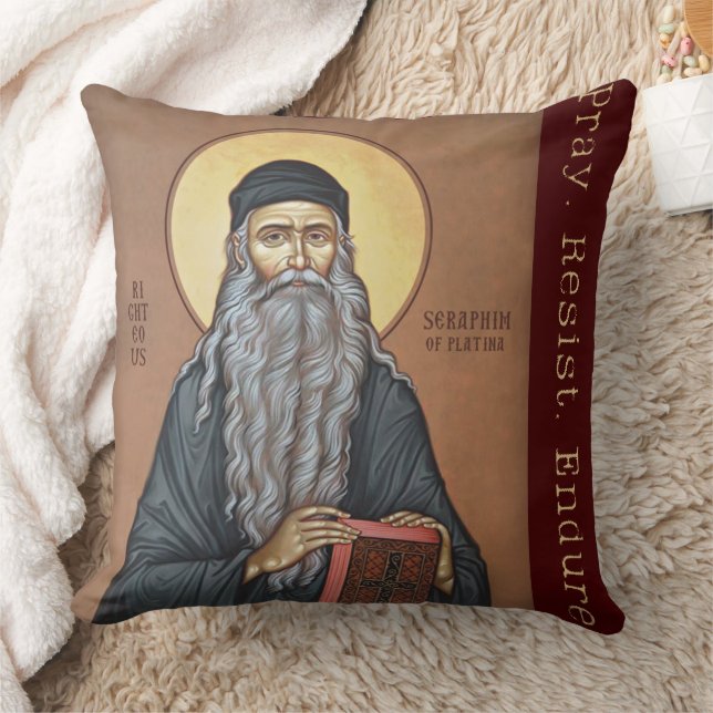 Gesegnetes Seraphim Rose Orthodox Frommes Design Kissen (Decke)