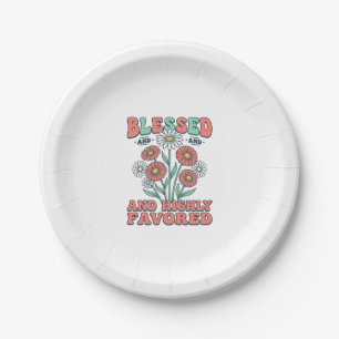 Gesegnetes und höchstbegnadetes florales Vintage-D Pappteller