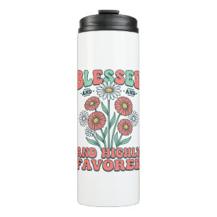 Gesegnetes und höchstbegünstigtes florales Vintage Thermosbecher
