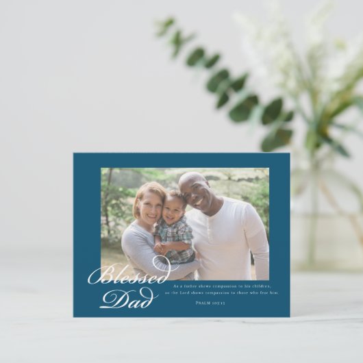 Gesegnetes Vater-Skript Feiertagspostkarte (Stehend Vorderseite)