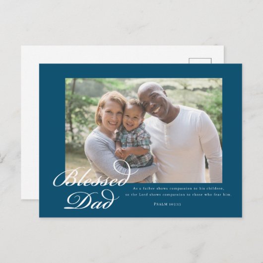 Gesegnetes Vater-Skript Feiertagspostkarte (Vorne/Hinten)