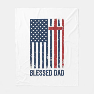 Gesegnetes Vatertag-Christenflagge-Kreuz-Vintage-S Fleecedecke