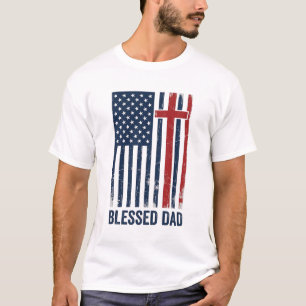 Gesegnetes Vatertag-Christenflagge-Kreuz-Vintage-S T-Shirt