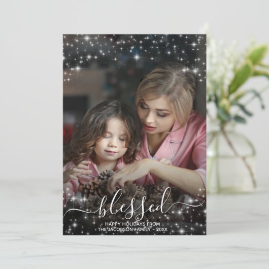 Gesegnetes volles Foto mit Glitzern Weihnachten (Stehend Vorderseite)