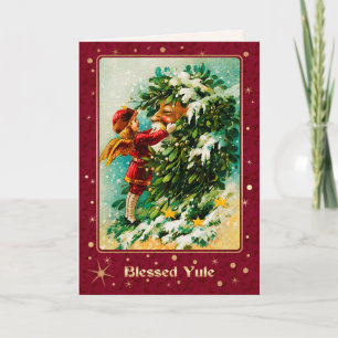 Gesegnetes Weihnachten. Vintage Christmas Angel Feiertagskarte