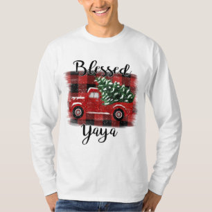 Gesegnetes Yaya Red Truck Vintage Weihnachtsbaum T-Shirt