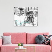 Gesegnetes Zuhause-Familienname B/W Portrait Gross Leinwanddruck (Insitu (Wohnzimmer))