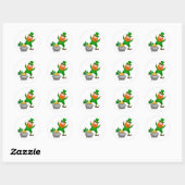 Geselliges Kobold mit Topf Runder Aufkleber (Blatt)