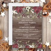 Gesellschaft Holiday Party Rustic Wood Red Poinset Einladung