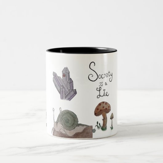 Gesellschaft ist eine Lüge Zweifarbige Tasse (Mittel)