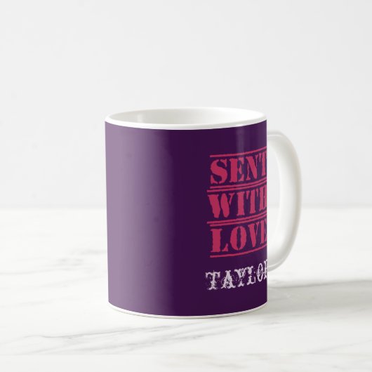 Gesendet mit Liebe Kaffeetasse (VorderseiteRechts)