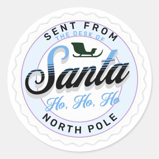 Gesendet von der Desk der Santa Briefmarke Runder Aufkleber (Vorderseite)