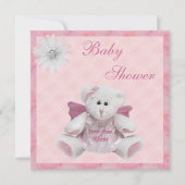 Gesendet von oben Angel Teddy Pink Babydusche Einladung (Vorderseite)