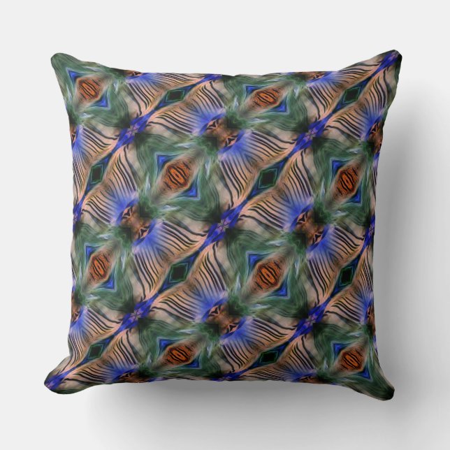 Gesenkelte Querstreifen in schimmerndem Grün bis L Kissen (Vorderseite)