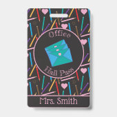 Gesenkte farbige Stifte | Office Hall Pass Abzeich Ausweis (Vorderseite)