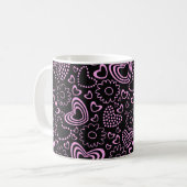 Gesenkte Herzen und niedliche Blume in Rosa und Sc Kaffeetasse (Vorderseite Links)