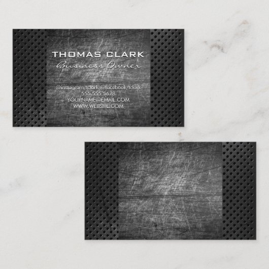 Gesenkter Hintergrund | Perforiertes Metall Visitenkarte (Vorne/Hinten)