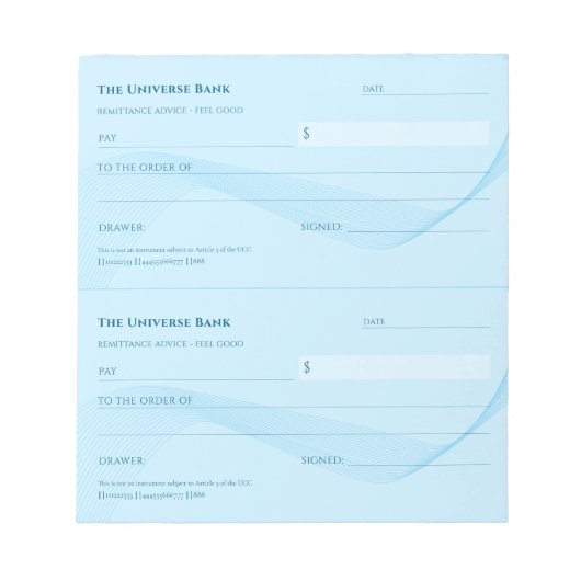 Gesetz der Attraktion Elegant Blue Blank Karos Notizblock (Vorderseite)