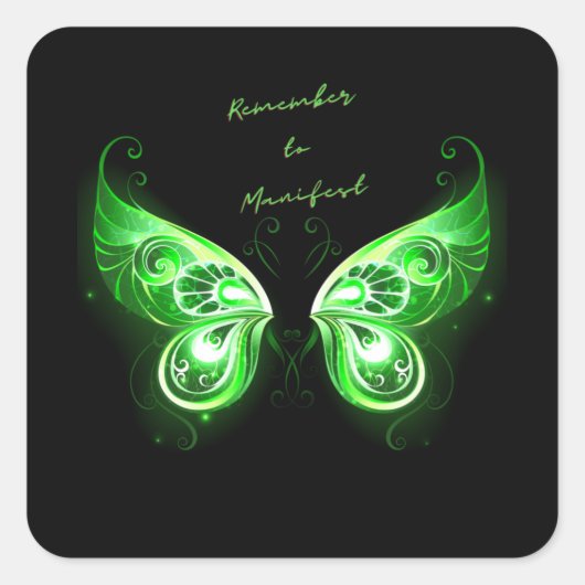 Gesetz der Attraktion Schmetterling Denken Sie an Quadratischer Aufkleber (Vorderseite)