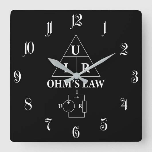 Gesetz des Ohm Quadratische Wanduhr (Vorderseite)